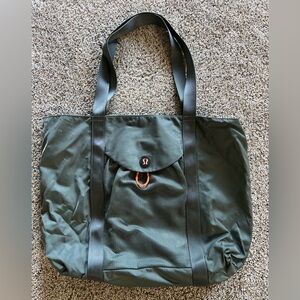 lululemon athletica Olive Green Nylon Duffel Tote with Black Straps